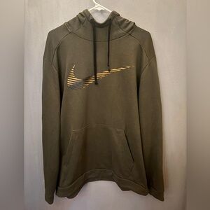 Nike Dark Olive Hoodie with Gold Logo